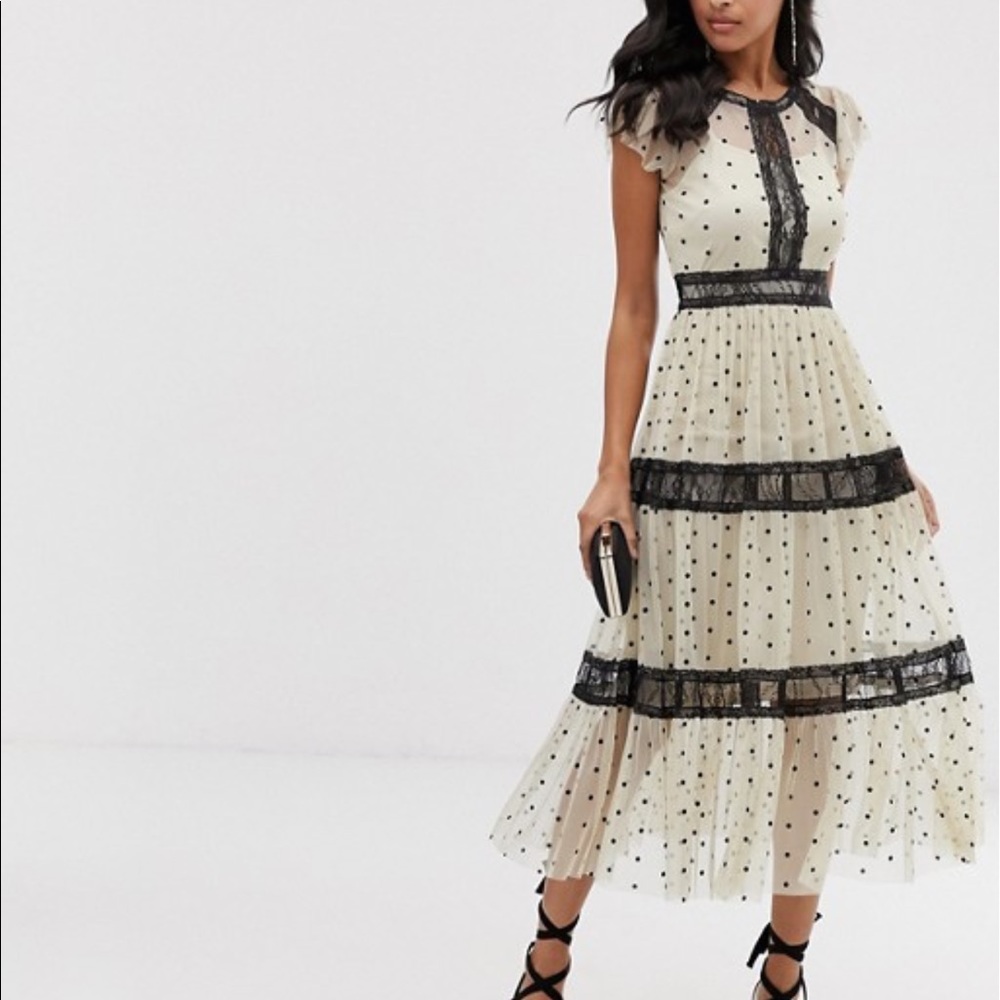 midi dress in spotty mesh